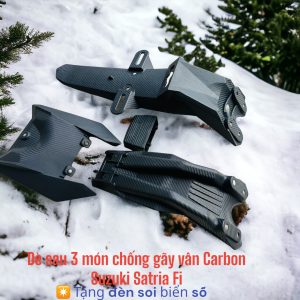 Dè 3 món chống gãy cho dòng suzki Satria Indo nhập. Tặng kèm đèn soi biển số Carbon